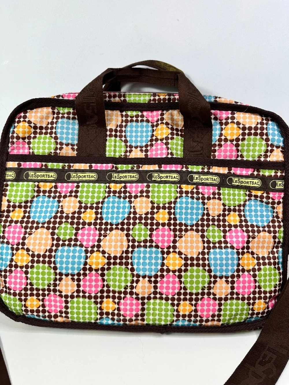 LeSportsac Colorful Crossbody Computer Commuter Bag Lots Of Pockets Zip Close